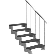 Scară cu cadru metalic și balustradă