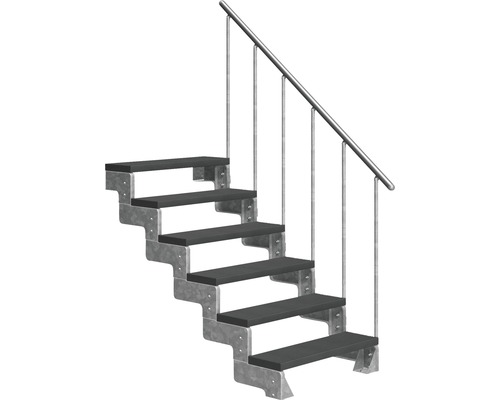 Scară de exterior laterală secundară Pertura Tallis 6 pași cu balustradă și mână curentă metalică Scară de exterior laterală secundară Pertura Tallis 6 pași cu balustradă și mână curentă metalică