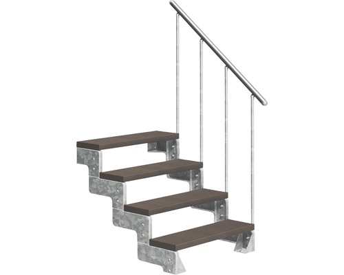 Scară de exterior laterală secundară Pertura Tallis 4 pași cu balustradă și mână curentă metalică Scară de exterior laterală secundară Pertura Tallis 4 pași cu balustradă și mână curentă metalică