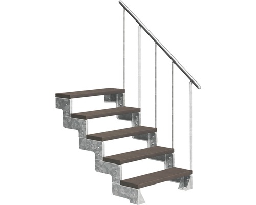 Scară de exterior laterală secundară Pertura Tallis 5 pași cu balustradă și mână curentă metalică Scară de exterior laterală secundară Pertura Tallis 5 pași cu balustradă și mână curentă metalică