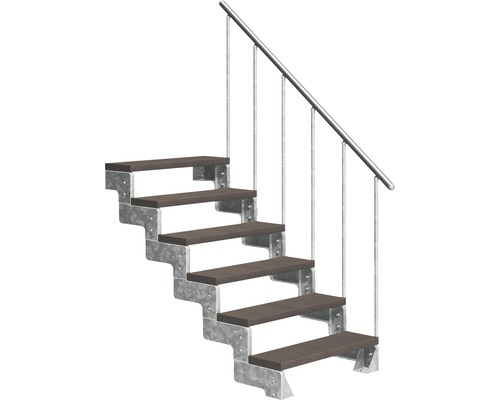 Scară de exterior laterală secundară Pertura Tallis 6 pași cu balustradă și mână curentă metalică Scară de exterior laterală secundară Pertura Tallis 6 pași cu balustradă și mână curentă metalică