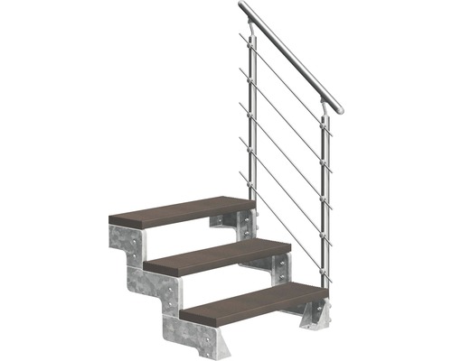 Scară de exterior laterală secundară Pertura Tallis 3 pași cu balustradă și mână curentă metalică Scară de exterior laterală secundară Pertura Tallis 3 pași cu balustradă și mână curentă metalică
