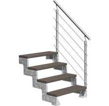 Scară cu balustradă metalică și trepte din lemn