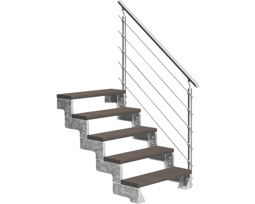 Scară de exterior laterală secundară Pertura Tallis 5 pași cu balustradă și mână curentă metalică Scară de exterior laterală secundară Pertura Tallis 5 pași cu balustradă și mână curentă metalică