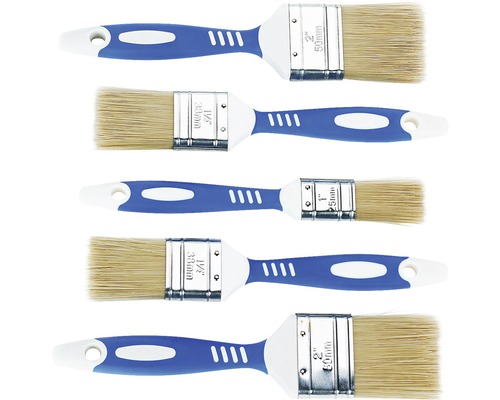 Cinci pensule cu mâner din plastic de diferite dimensiuni