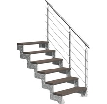 Scară cu trepte din lemn și balustradă metalică