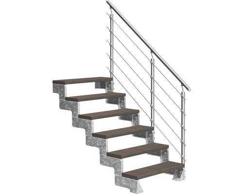Scară de exterior laterală secundară Pertura Tallis 6 pași cu balustradă și mână curentă metalică Scară de exterior laterală secundară Pertura Tallis 6 pași cu balustradă și mână curentă metalică