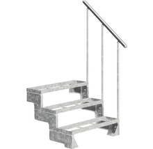 Scară exterioară metalică cu trei trepte și balustradă