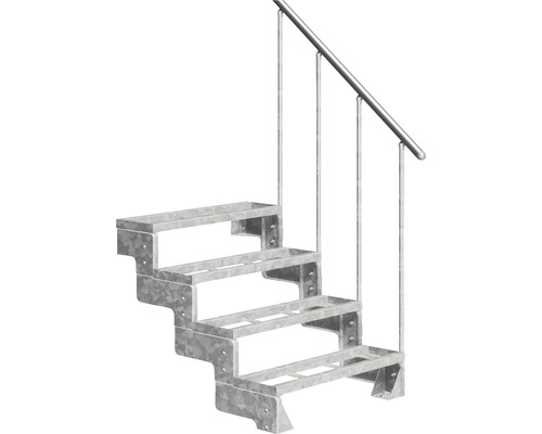 Scară de exterior laterală secundară Pertura Tallis 4 pași cu balustradă și mână curentă metalică Scară de exterior laterală secundară Pertura Tallis 4 pași cu balustradă și mână curentă metalică