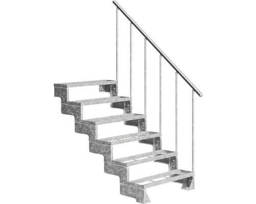 Scară de exterior laterală secundară Pertura Tallis 6 pași cu balustradă și mână curentă metalică Scară de exterior laterală secundară Pertura Tallis 6 pași cu balustradă și mână curentă metalică