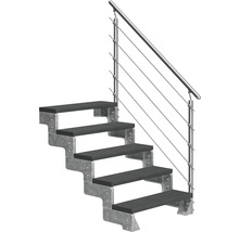 Scară cu balustradă metalică și trepte întunecate