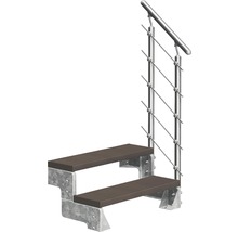 Scară exterioară cu două trepte, construcție metalică și balustradă