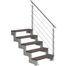 Scară cu trepte din lemn și balustradă metalică