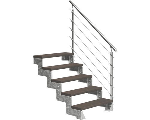 Scară de exterior laterală secundară Pertura Tallis 5 pași cu balustradă și mână curentă metalică Scară de exterior laterală secundară Pertura Tallis 5 pași cu balustradă și mână curentă metalică