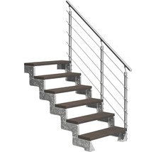 Scară cu trepte din lemn și balustradă din oțel inoxidabil