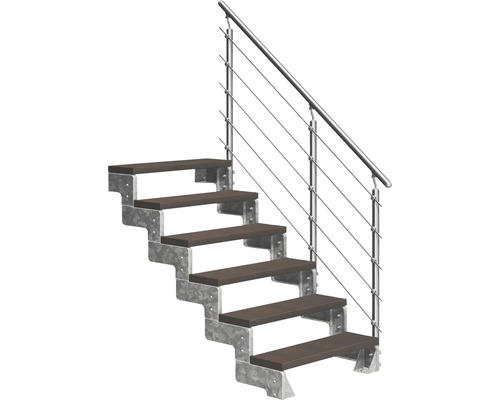 Scară de exterior laterală secundară Pertura Tallis 6 pași cu balustradă și mână curentă metalică Scară de exterior laterală secundară Pertura Tallis 6 pași cu balustradă și mână curentă metalică