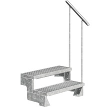 Scară metalică cu două trepte și o balustradă