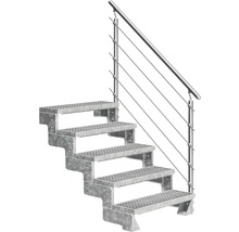 Scară exterioară cu cinci trepte și balustradă metalică