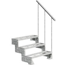 Scară metalică cu trei trepte și balustradă