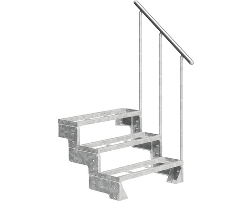 Scară de exterior laterală secundară Pertura Tallis 3 pași cu balustradă și mână curentă metalică Scară de exterior laterală secundară Pertura Tallis 3 pași cu balustradă și mână curentă metalică
