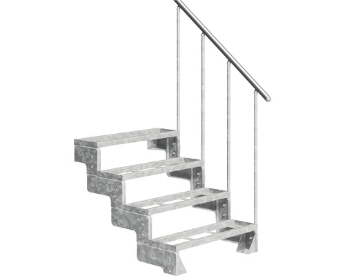 Scară de exterior laterală secundară Pertura Tallis 4 pași cu balustradă și mână curentă metalică Scară de exterior laterală secundară Pertura Tallis 4 pași cu balustradă și mână curentă metalică