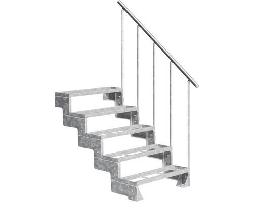 Scară de exterior laterală secundară Pertura Tallis 5 pași cu balustradă și mână curentă metalică Scară de exterior laterală secundară Pertura Tallis 5 pași cu balustradă și mână curentă metalică
