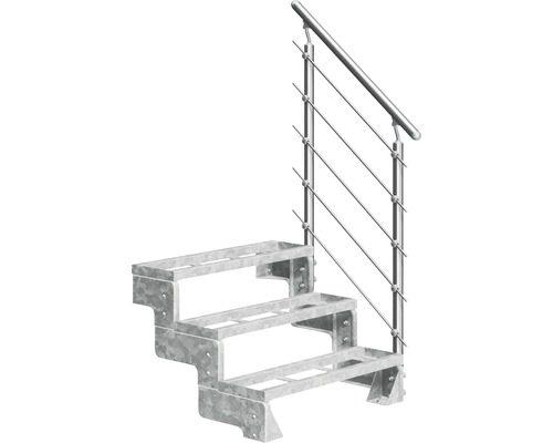 Scară de exterior laterală secundară Pertura Tallis 4 pași cu balustradă și mână curentă metalică Scară de exterior laterală secundară Pertura Tallis 4 pași cu balustradă și mână curentă metalică