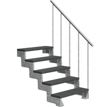 Scară cu cinci trepte și o balustradă.