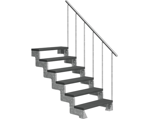 Scară de exterior laterală secundară Pertura Tallis 6 pași cu balustradă și mână curentă metalică Scară de exterior laterală secundară Pertura Tallis 6 pași cu balustradă și mână curentă metalică