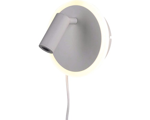 Lampă de perete cu LED cu spot pivotant și iluminare de fundal inelară