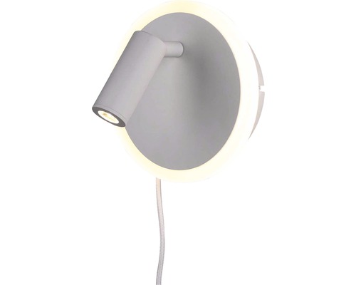 Lampă de perete LED albă cu braț flexibil și iluminare de fundal circulară