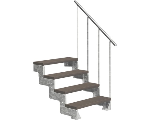 Scară de exterior laterală secundară Pertura Tallis 4 pași cu balustradă și mână curentă metalică Scară de exterior laterală secundară Pertura Tallis 4 pași cu balustradă și mână curentă metalică