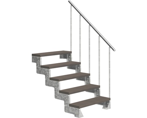 Scară de exterior laterală secundară Pertura Tallis 5 pași cu balustradă și mână curentă metalică Scară de exterior laterală secundară Pertura Tallis 5 pași cu balustradă și mână curentă metalică