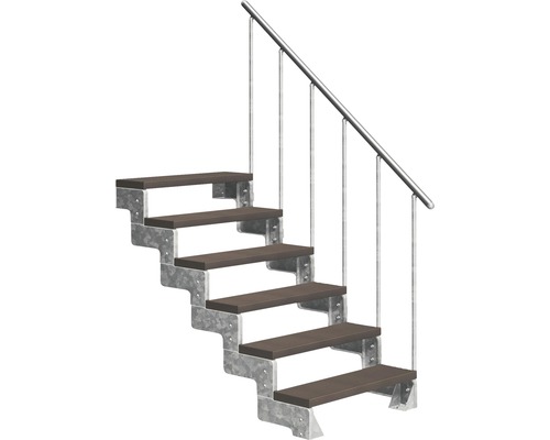 Scară de exterior laterală secundară Pertura Tallis 6 pași cu balustradă și mână curentă metalică Scară de exterior laterală secundară Pertura Tallis 6 pași cu balustradă și mână curentă metalică