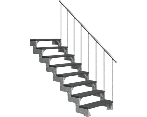 Scară de exterior laterală secundară Pertura Tallis 8 pași cu balustradă și mână curentă metalică Scară de exterior laterală secundară Pertura Tallis 8 pași cu balustradă și mână curentă metalică