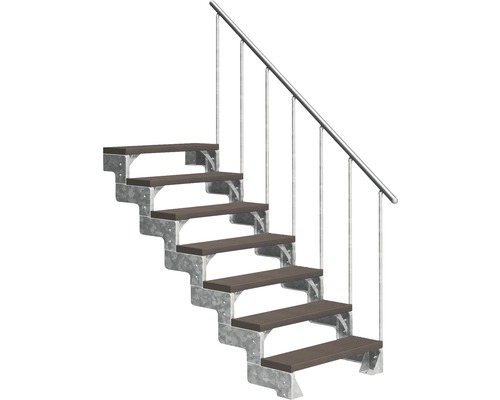 Scară de exterior laterală secundară Pertura Tallis 7 pași cu balustradă și mână curentă metalică Scară de exterior laterală secundară Pertura Tallis 7 pași cu balustradă și mână curentă metalică