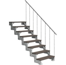 Scară exterioară cu șapte trepte, cadru metalic și balustradă