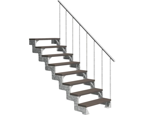 Scară de exterior laterală secundară Pertura Tallis 8 pași cu balustradă și mână curentă metalică Scară de exterior laterală secundară Pertura Tallis 8 pași cu balustradă și mână curentă metalică