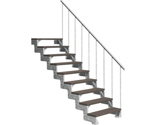 Scară de exterior laterală secundară Pertura Tallis 9 pași cu balustradă și mână curentă metalică Scară de exterior laterală secundară Pertura Tallis 9 pași cu balustradă și mână curentă metalică