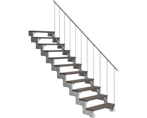 Scară de exterior laterală secundară Pertura Tallis 11 pași cu balustradă și mână curentă metalică Scară de exterior laterală secundară Pertura Tallis 11 pași cu balustradă și mână curentă metalică
