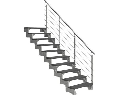 Scară de exterior laterală secundară Pertura Tallis 10 pași cu balustradă și mână curentă metalică Scară de exterior laterală secundară Pertura Tallis 10 pași cu balustradă și mână curentă metalică