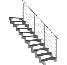 Scară cu trepte din lemn și balustradă din oțel inoxidabil