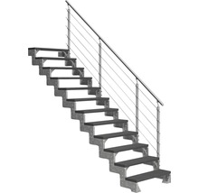 Scară cu cadru metalic și balustradă cu cabluri de sârmă