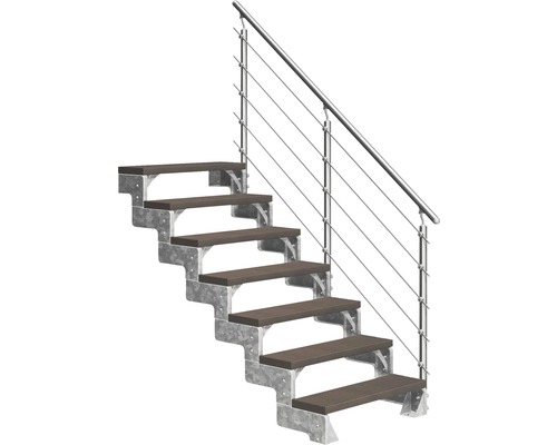 Scară de exterior laterală secundară Pertura Tallis 7 pași cu balustradă și mână curentă metalică Scară de exterior laterală secundară Pertura Tallis 7 pași cu balustradă și mână curentă metalică