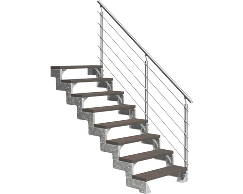 Scară de exterior laterală secundară Pertura Tallis 8 pași cu balustradă și mână curentă metalică Scară de exterior laterală secundară Pertura Tallis 8 pași cu balustradă și mână curentă metalică