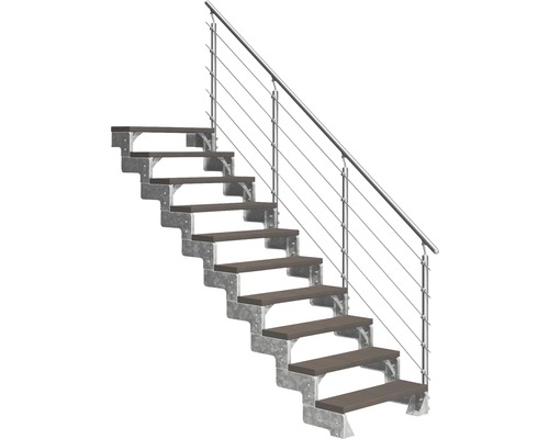 Scară de exterior laterală secundară Pertura Tallis 10 pași cu balustradă și mână curentă metalică Scară de exterior laterală secundară Pertura Tallis 10 pași cu balustradă și mână curentă metalică
