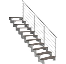 Scară cu trepte din lemn și balustradă din oțel inoxidabil
