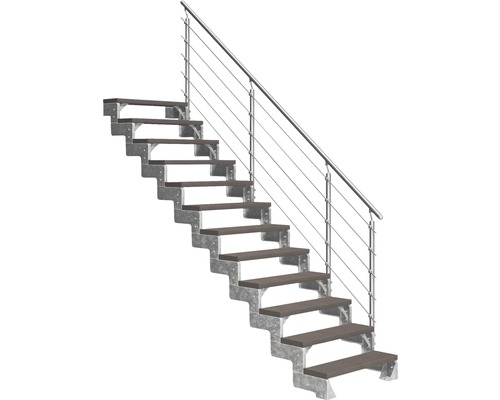 Scară de exterior laterală secundară Pertura Tallis 12 pași cu balustradă și mână curentă metalică Scară de exterior laterală secundară Pertura Tallis 12 pași cu balustradă și mână curentă metalică