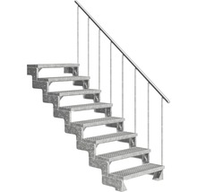 Scară exterioară din oțel cu șapte trepte și balustradă