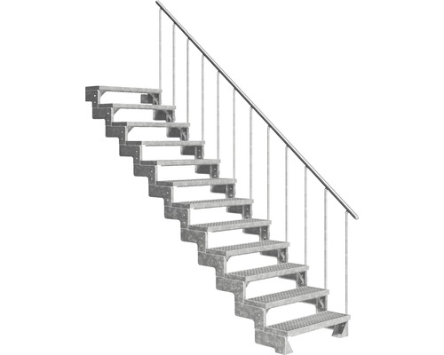 Scară de exterior laterală secundară Pertura Tallis 12 pași cu balustradă și mână curentă metalică Scară de exterior laterală secundară Pertura Tallis 12 pași cu balustradă și mână curentă metalică
